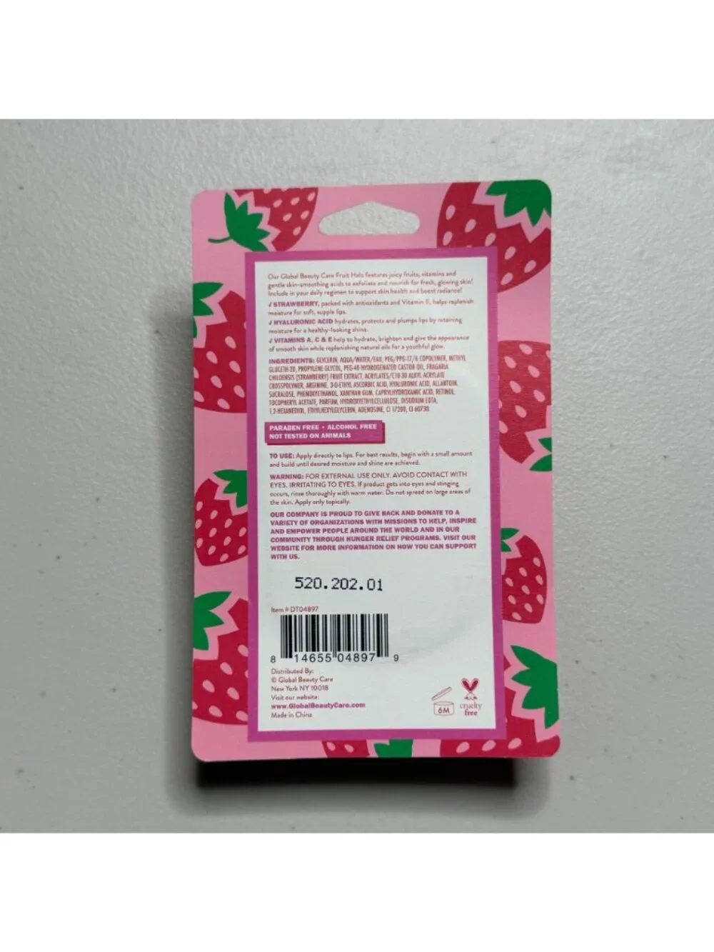 Global Beauty Care Strawberry Lip Oil Fruit Halo Hyaluronic Acid New